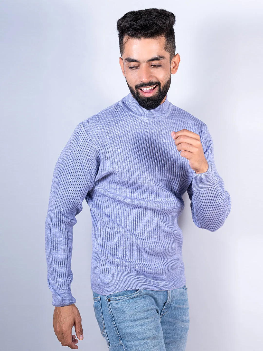 Lavender Color Turtle Neck Men's Sweater