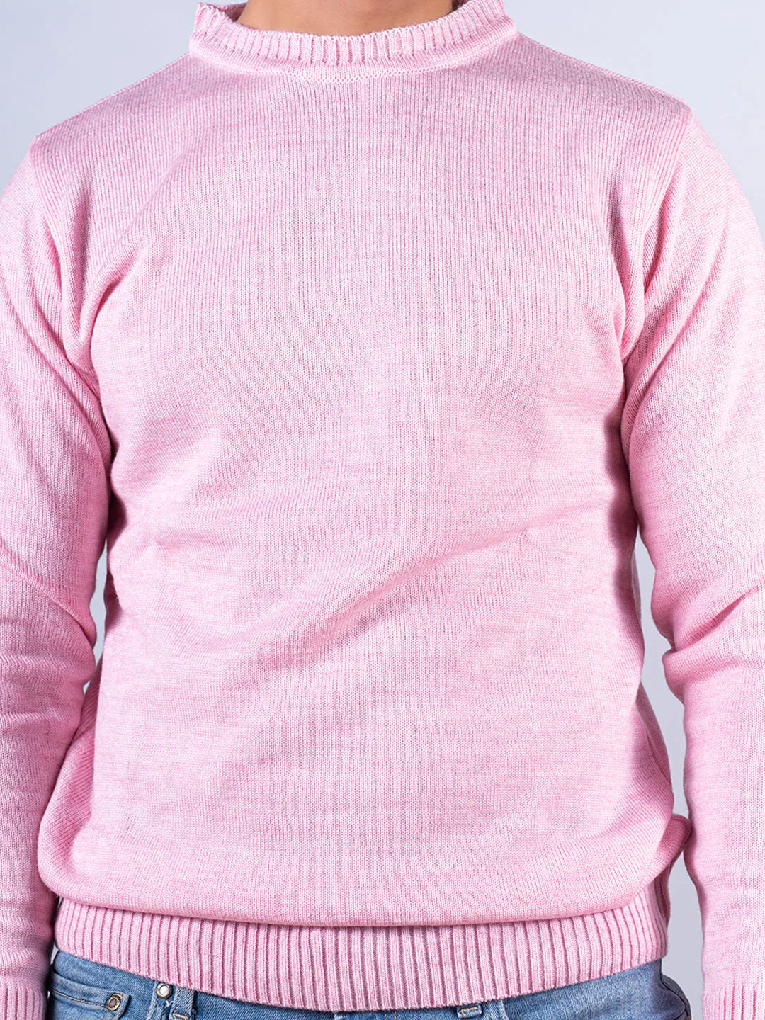 Light Pink Color Crew Neck Men's Sweater