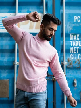 Light Pink Color Crew Neck Men's Sweater