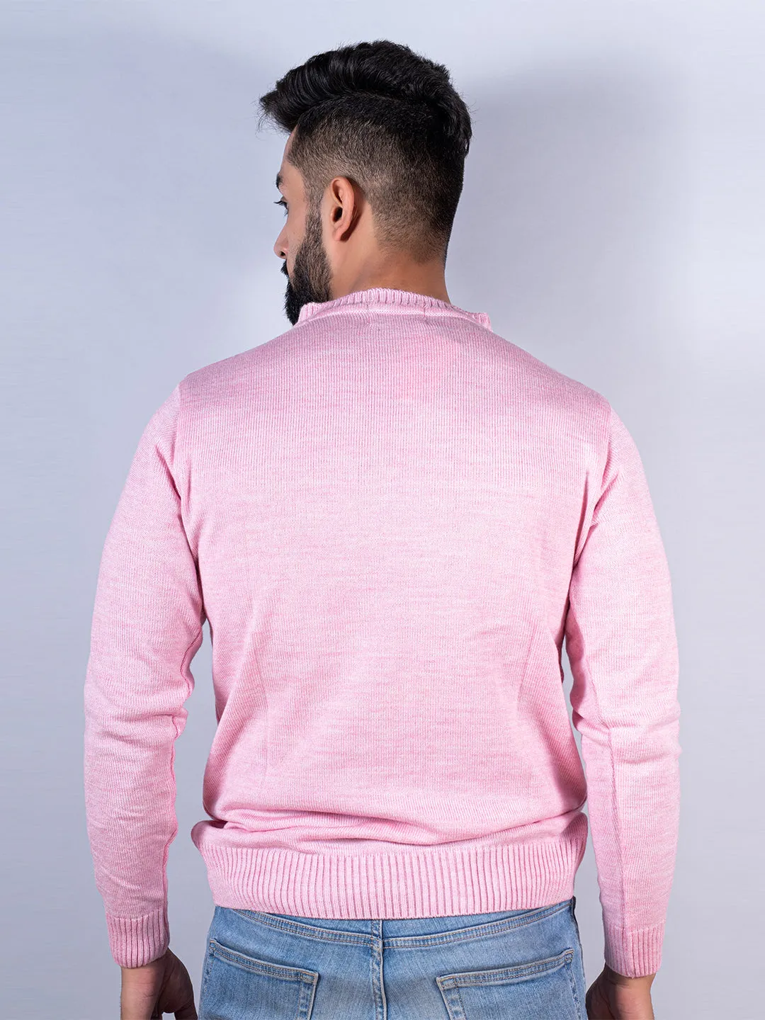 Light Pink Color Crew Neck Men's Sweater