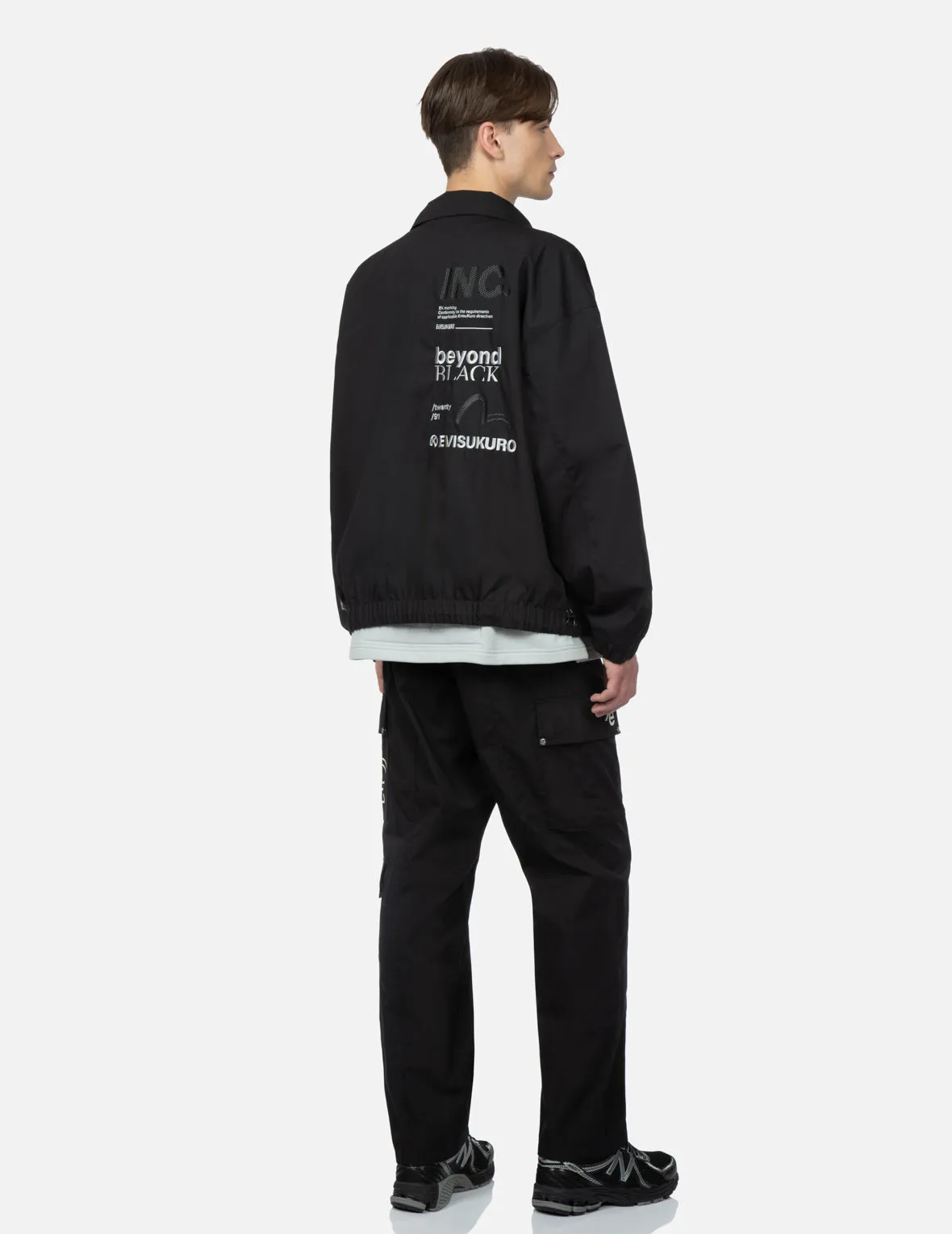 Logo and Slogan Embroidered Oversized Jacket