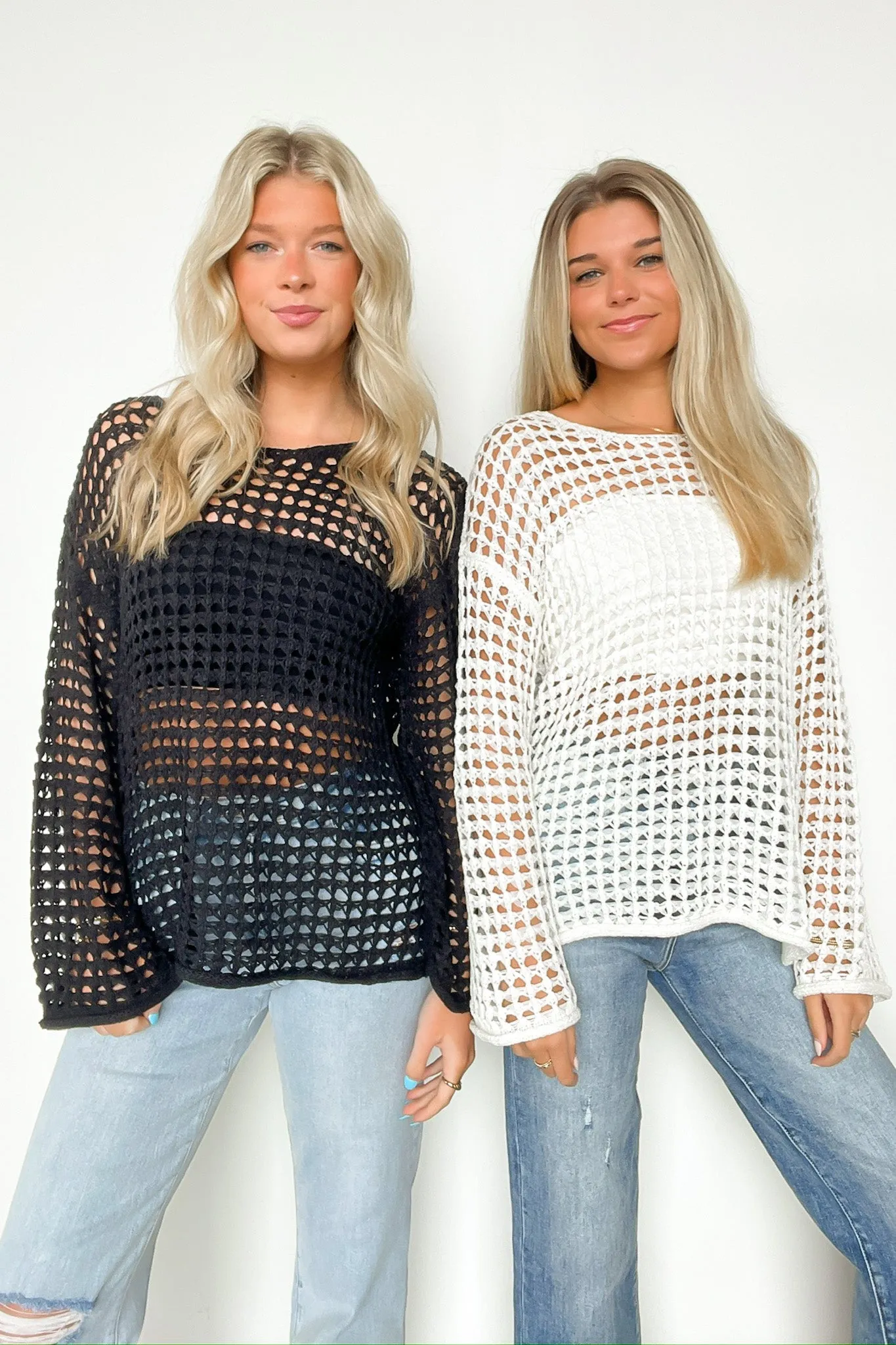 Lovely Crush Crochet Open Knit Pullover