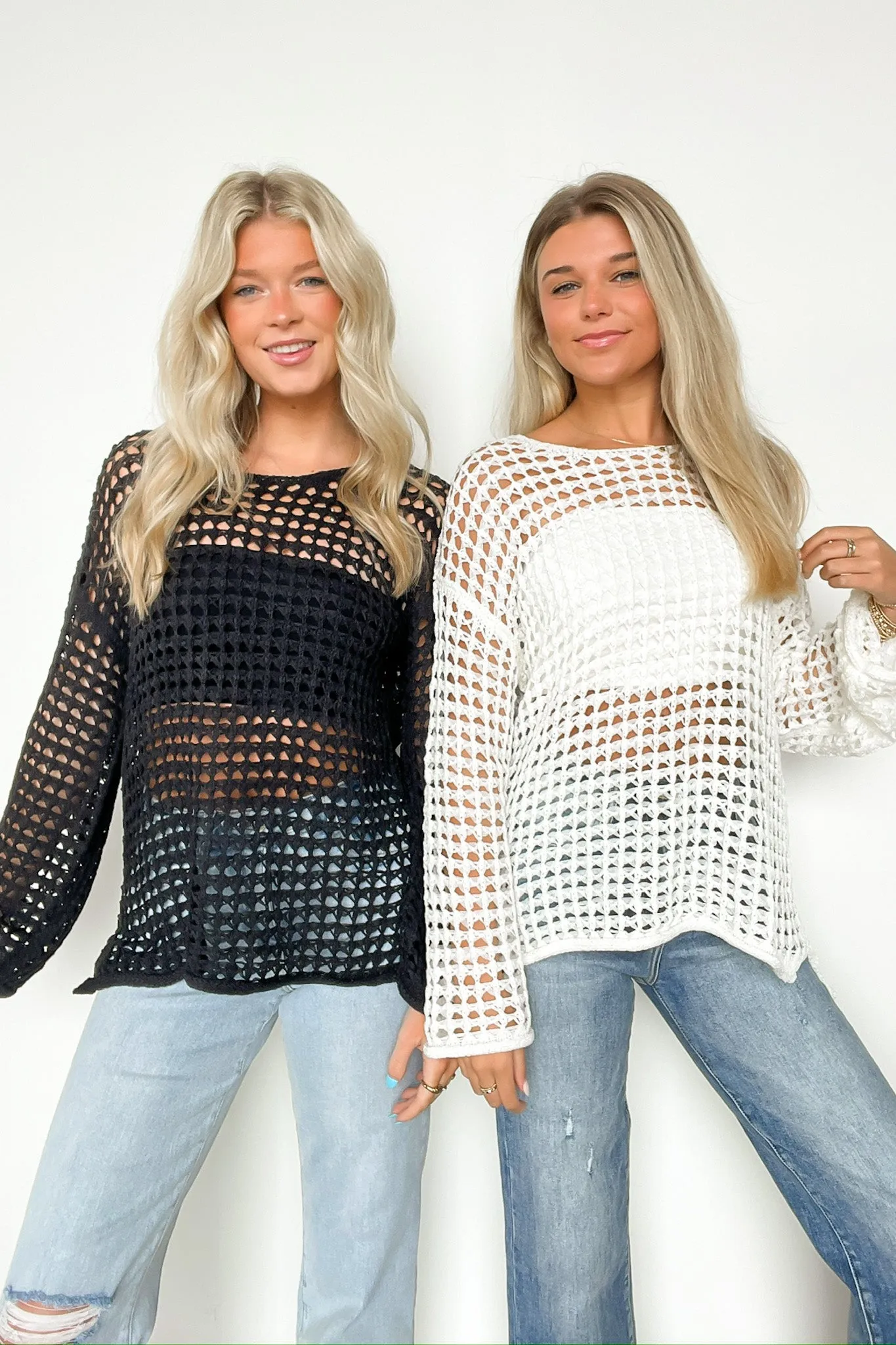 Lovely Crush Crochet Open Knit Pullover