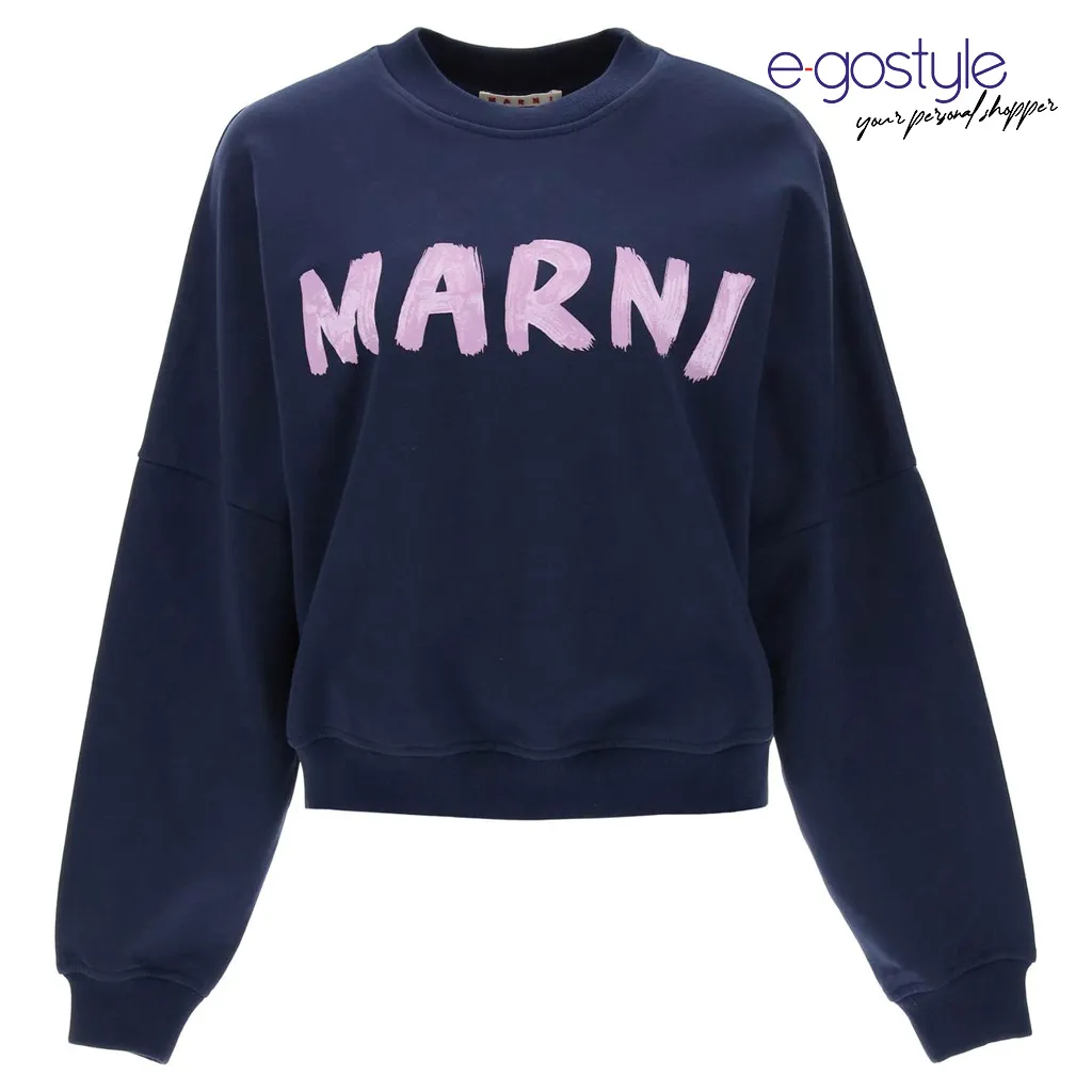 MARNI  |Blue bio cotton sweatshirt with Marni print