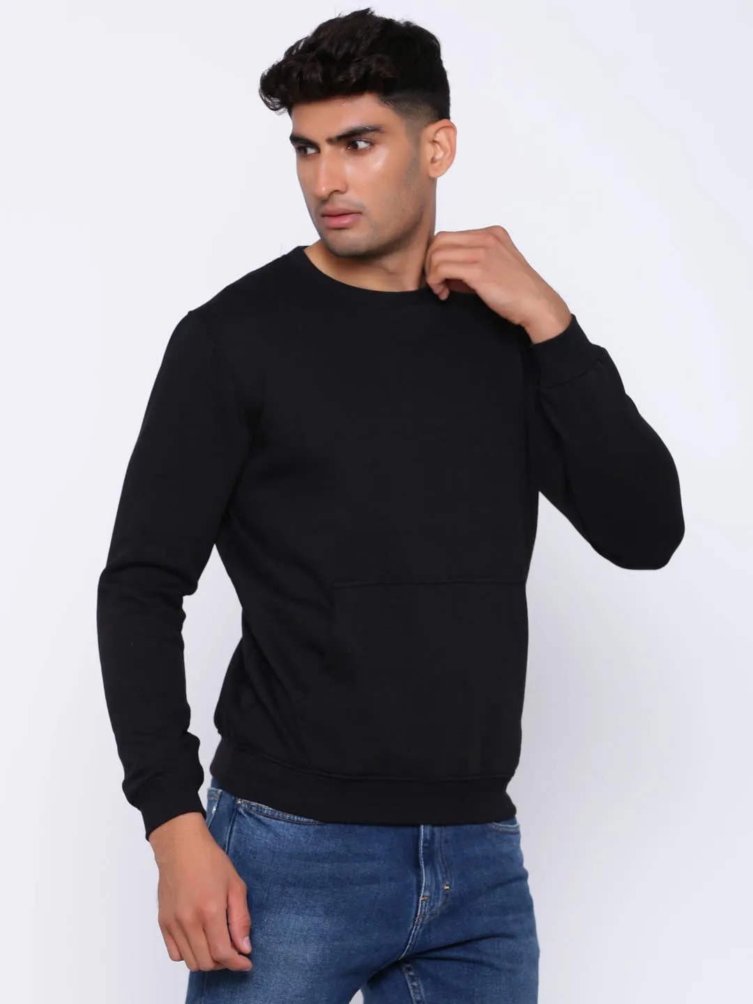 Men Black Comfort Fit Sweater