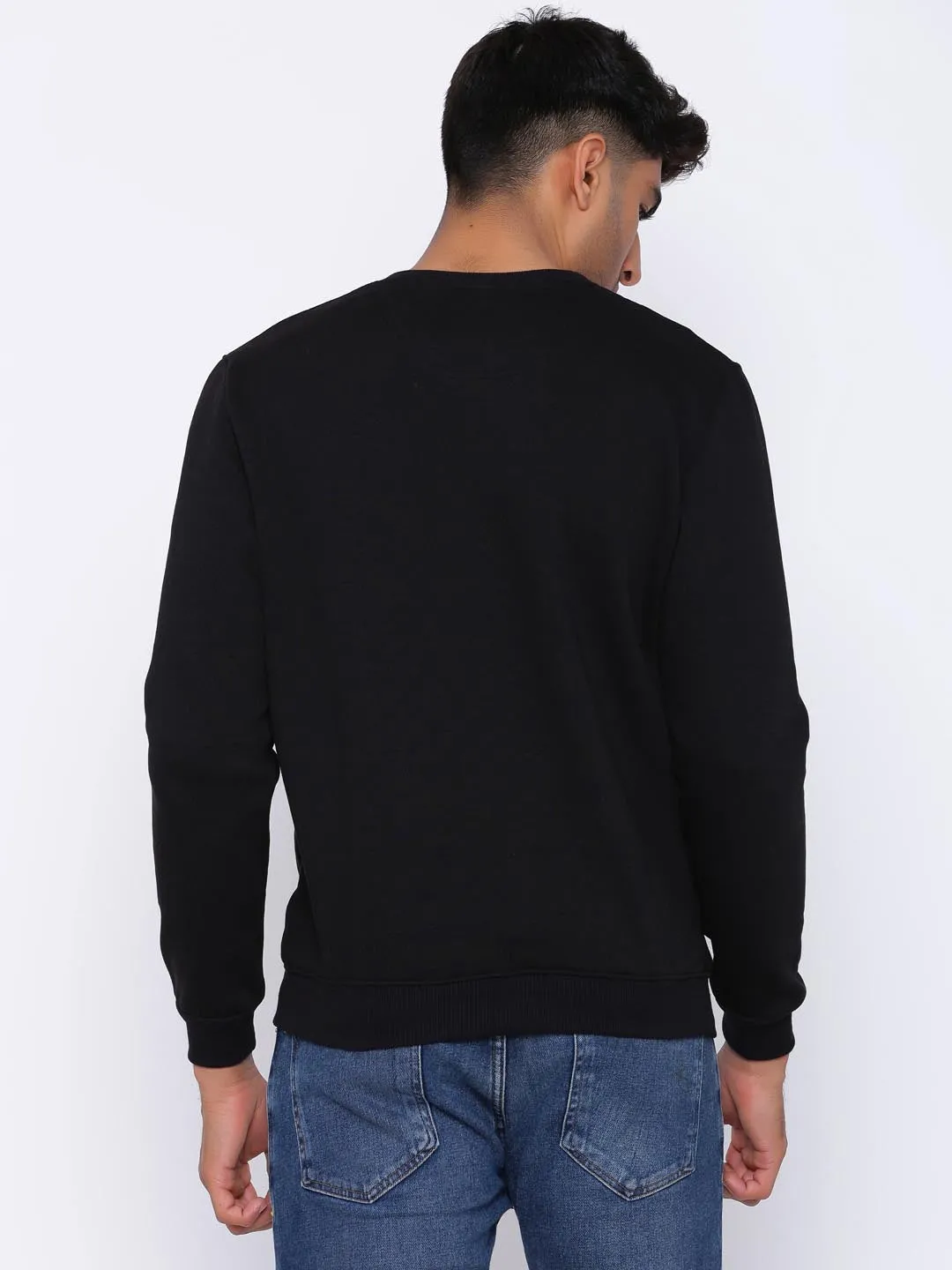 Men Black Comfort Fit Sweater