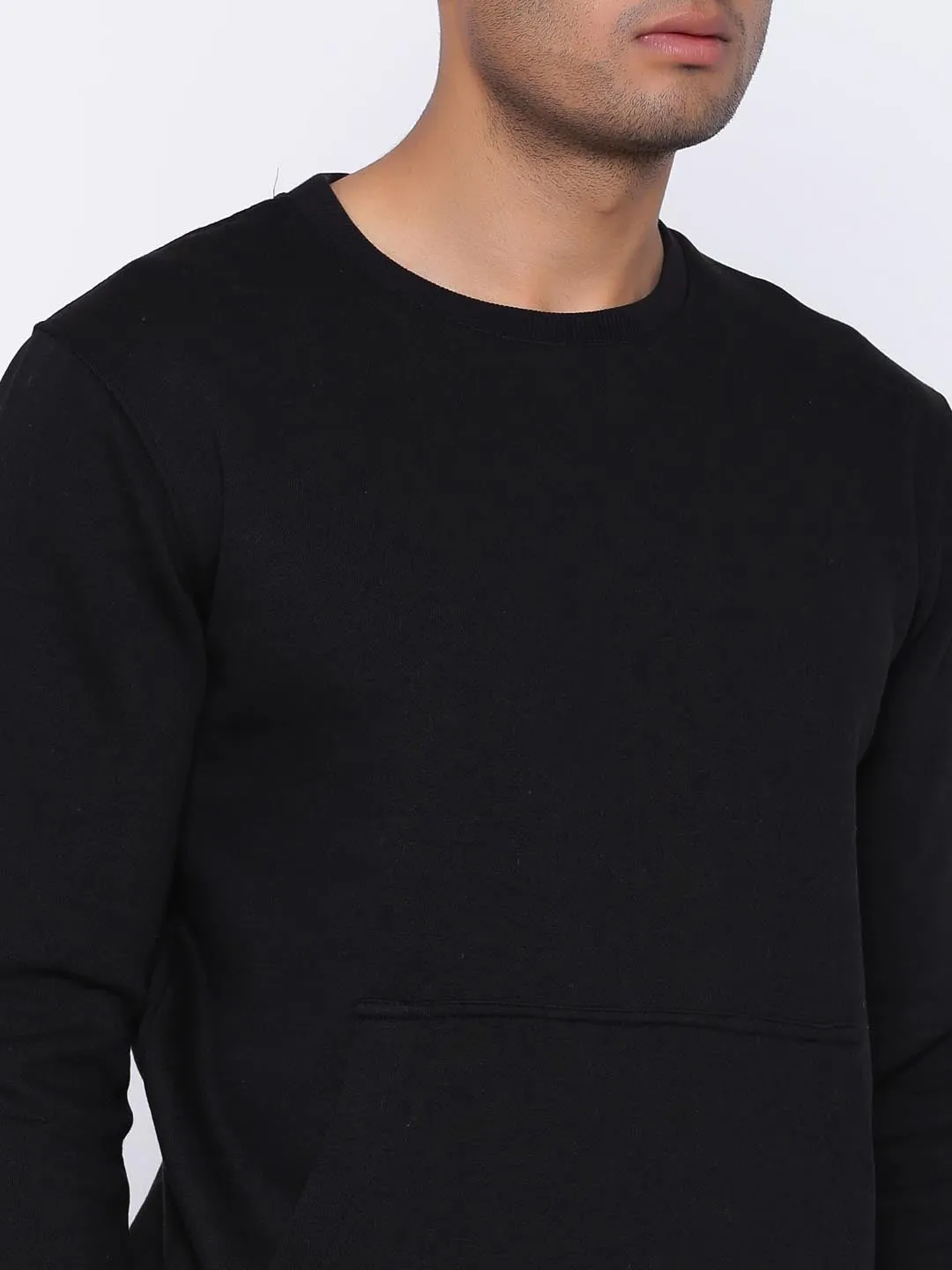 Men Black Comfort Fit Sweater