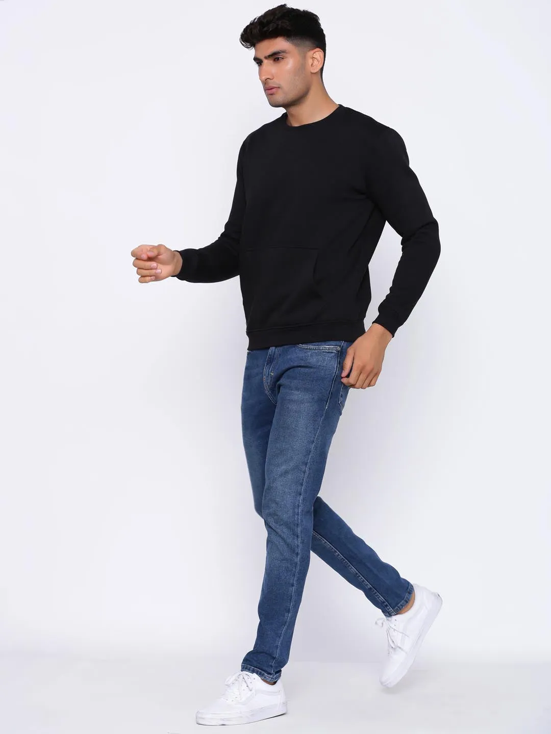 Men Black Comfort Fit Sweater