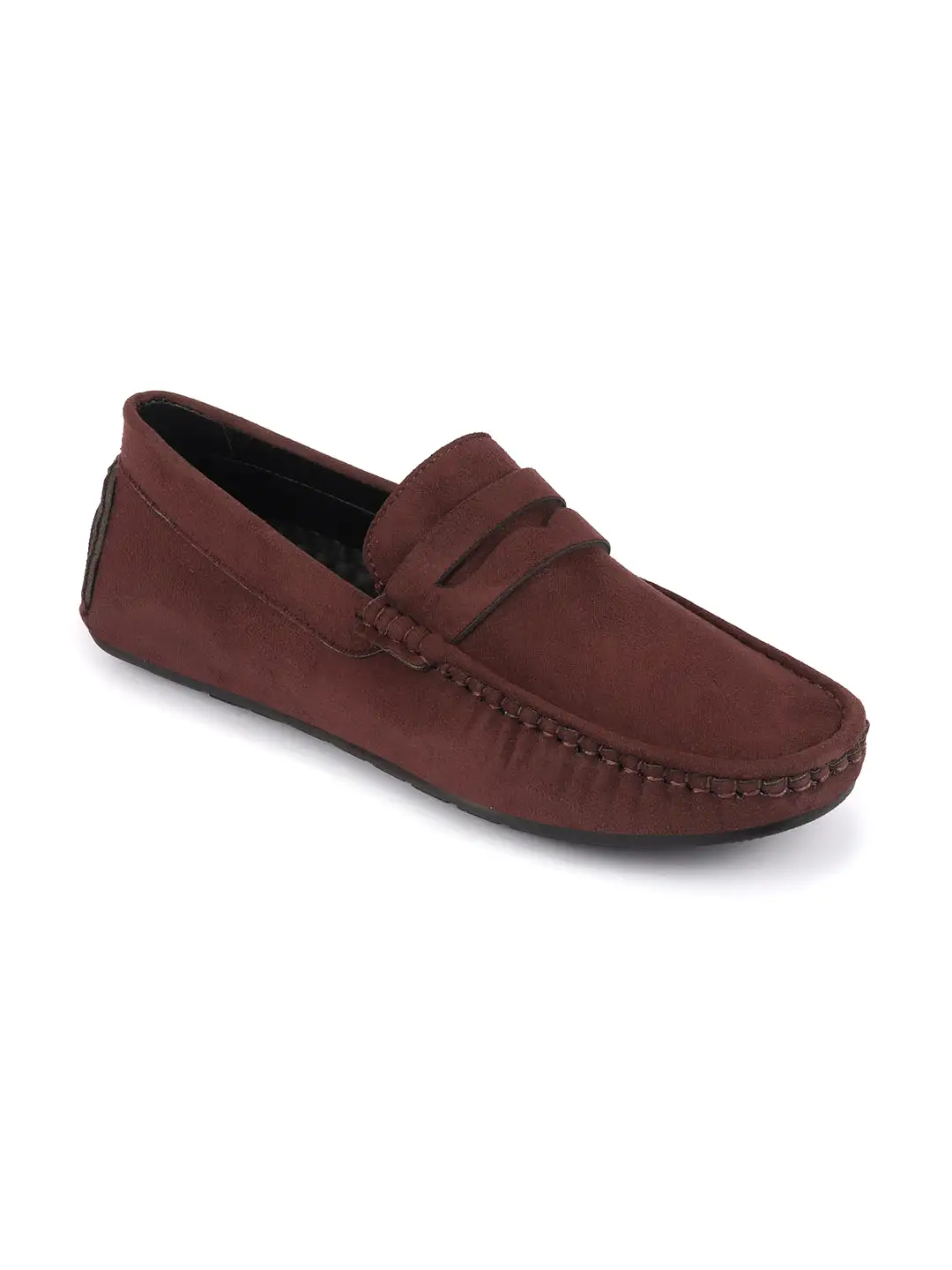 Men Brown Suede Leather Side Stitched Driving Loafer and Moccasin