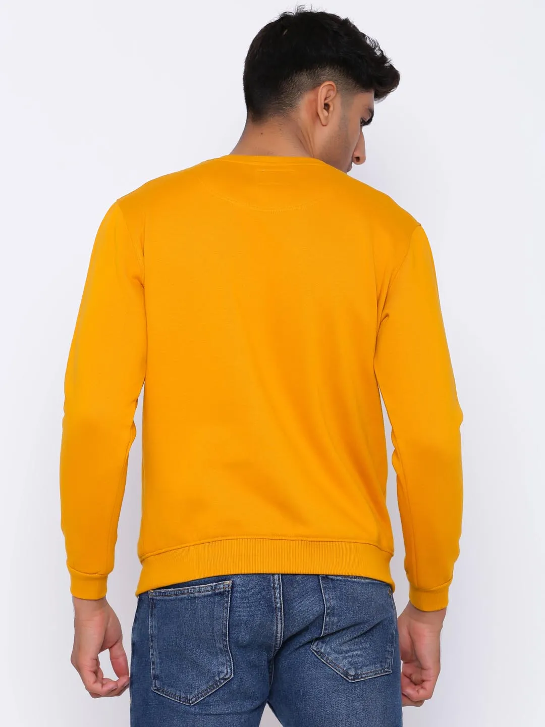 Men Mustard Comfort Fit Sweater