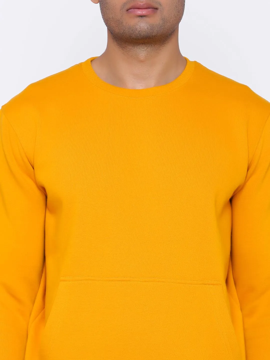 Men Mustard Comfort Fit Sweater