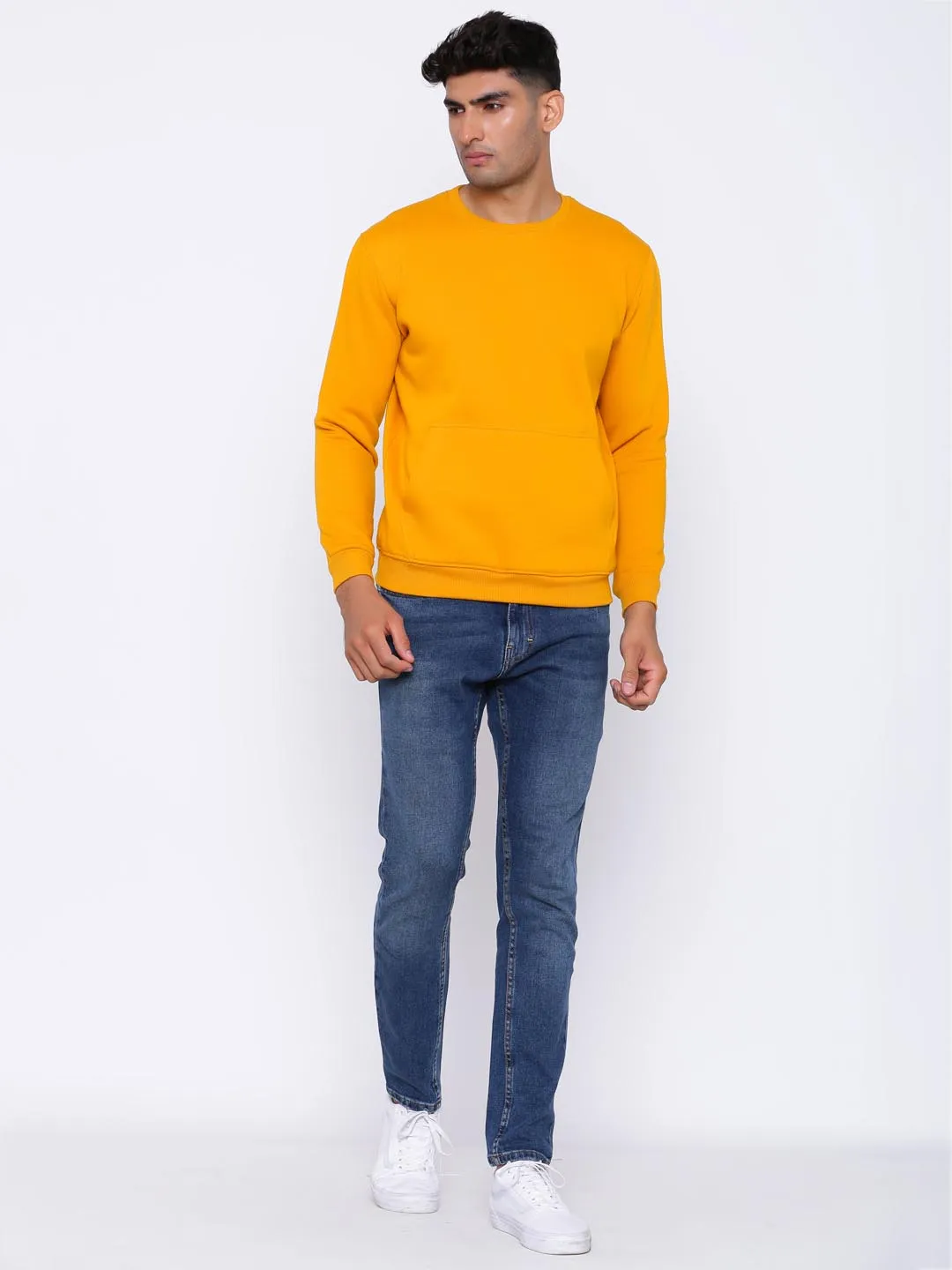 Men Mustard Comfort Fit Sweater