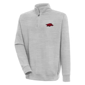 Men's Antigua  Heather Gray Arkansas Razorbacks Victory Quarter-Zip Pullover Top