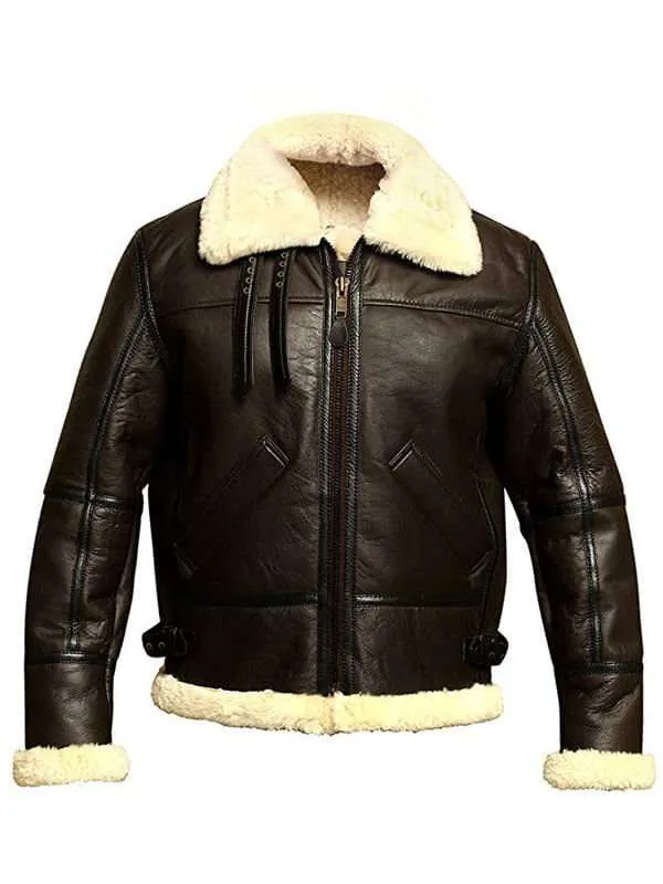 Mens B3 Bomber Aviator Winter Fur Shearling Jacket