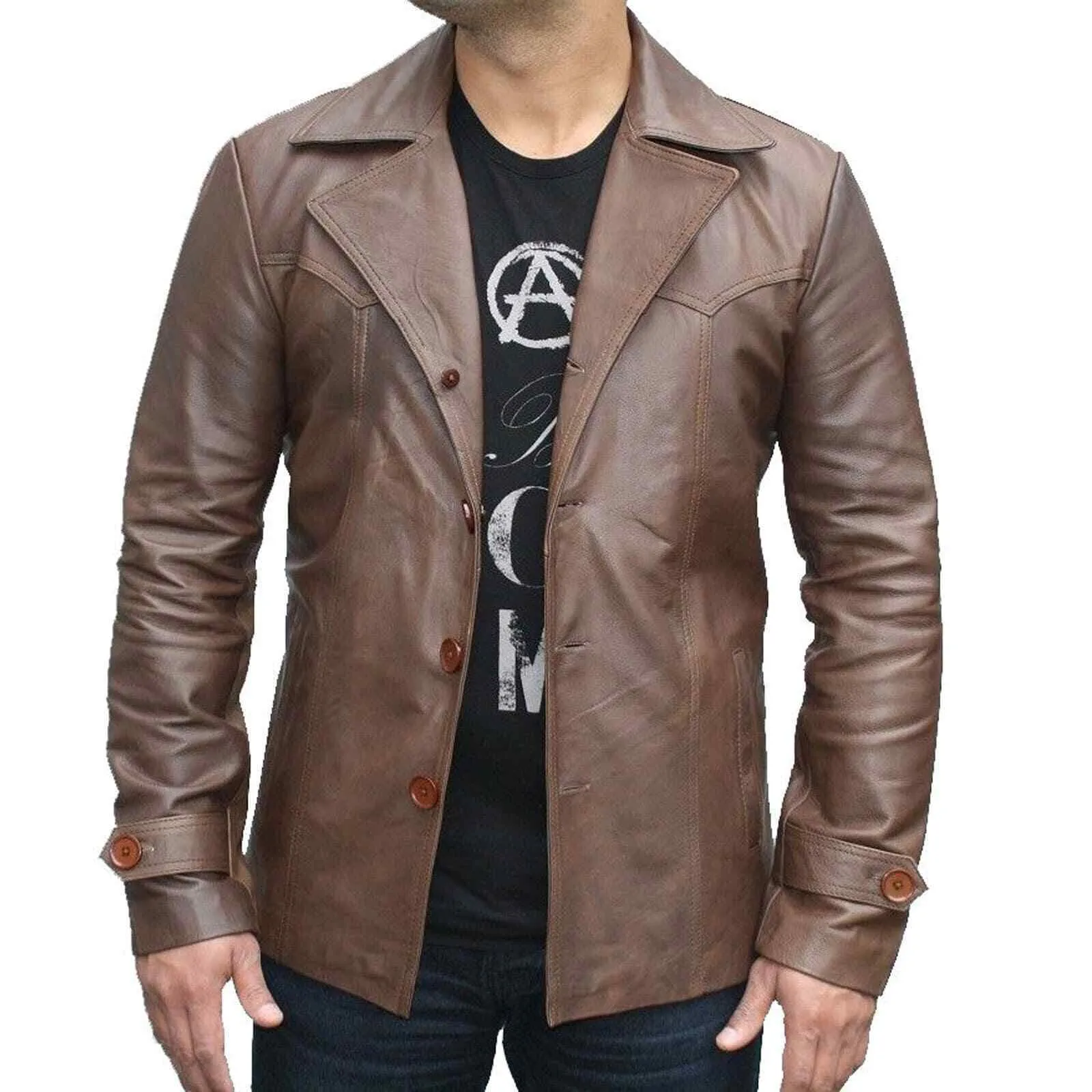 Men's Brown Classic Lapel Blazer Coat Jacket