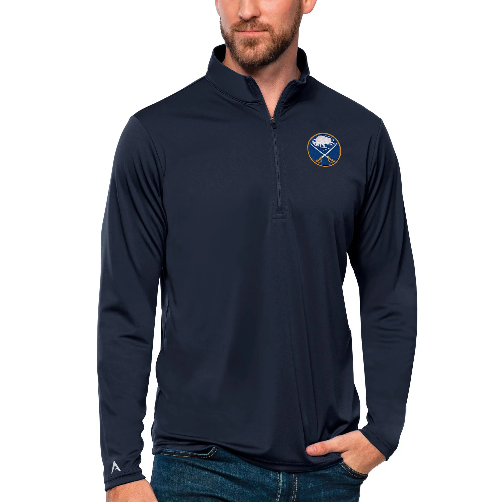 Men's Buffalo Sabres Antigua Navy Tribute Quarter-Zip Pullover Top