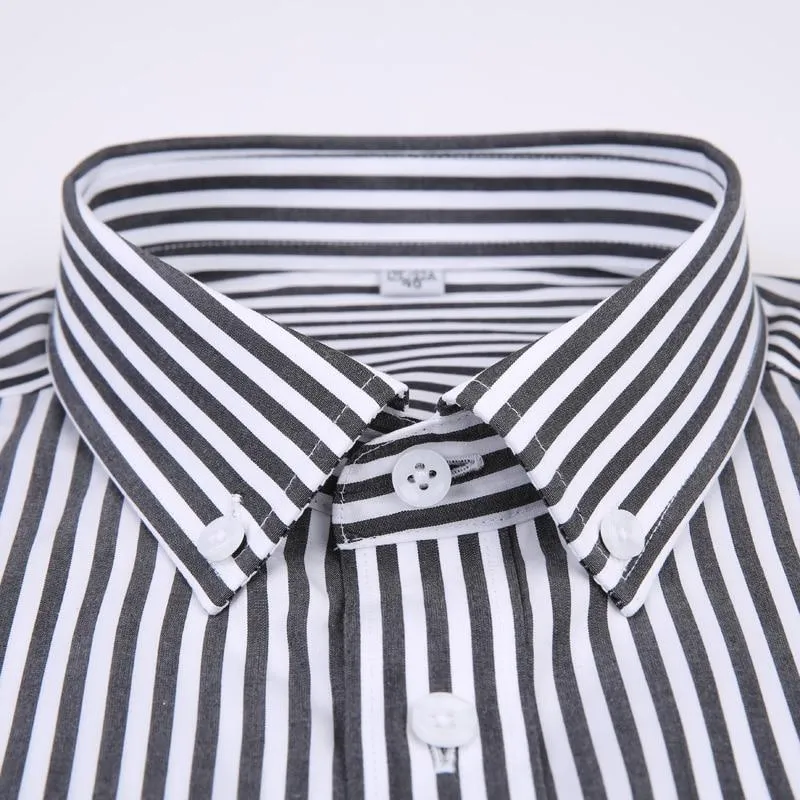 Men's Casual Long Sleeve Standard Fit Pinpoint Striped Cotton Shirt