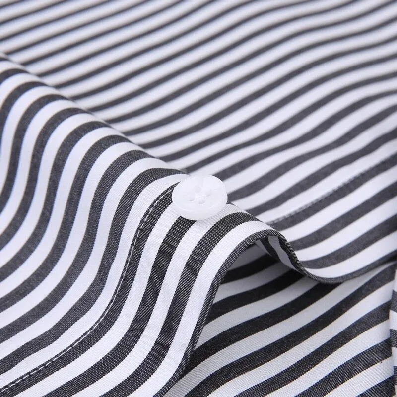 Men's Casual Long Sleeve Standard Fit Pinpoint Striped Cotton Shirt