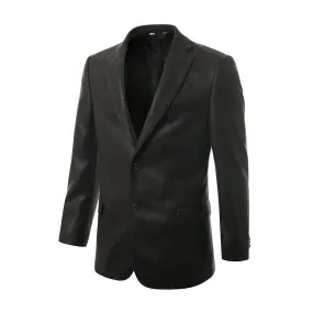 Men's Classic Genuine Leather Blazer Coat Jacket - BLACK