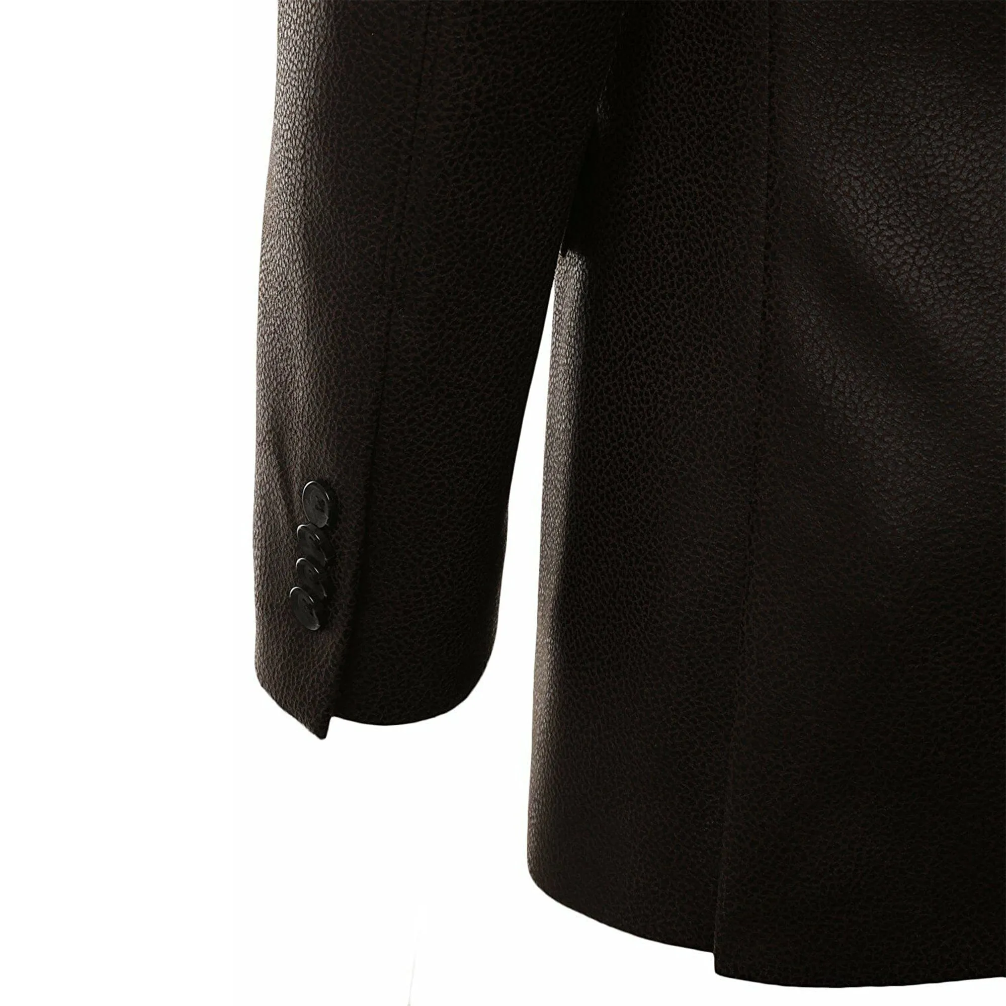 Men's Classic Genuine Leather Blazer Coat Jacket - BLACK