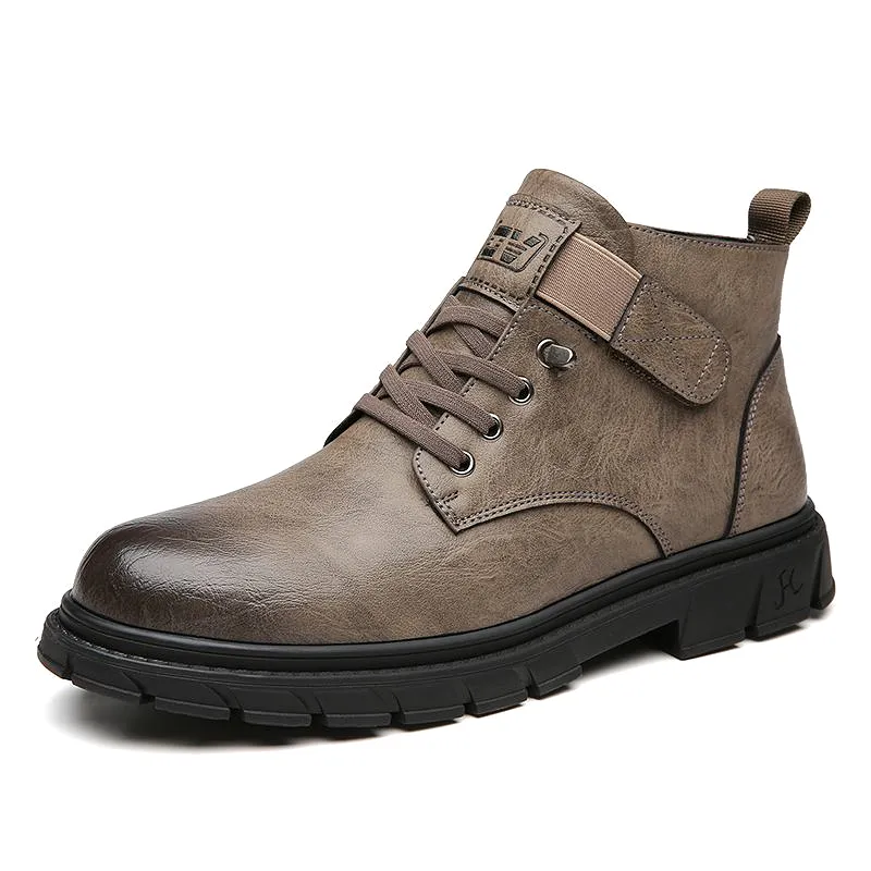 Men's leather genuine leather high-top boots