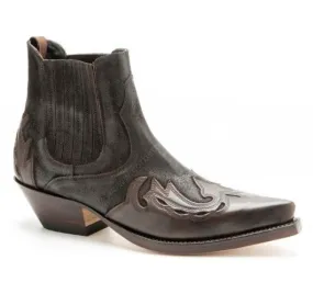 Mens Mayura Boots brown leather combined cowboy ankle boots