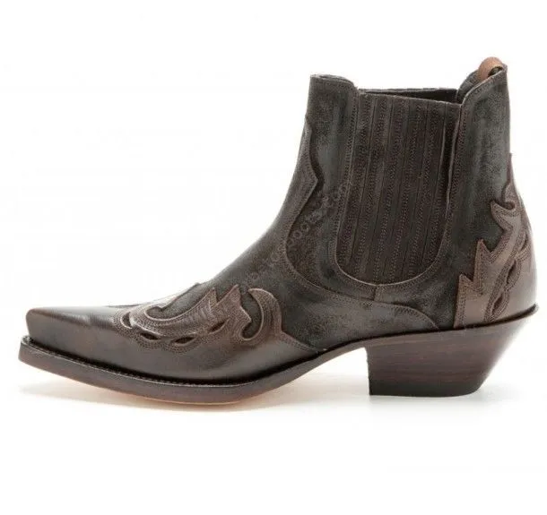 Mens Mayura Boots brown leather combined cowboy ankle boots