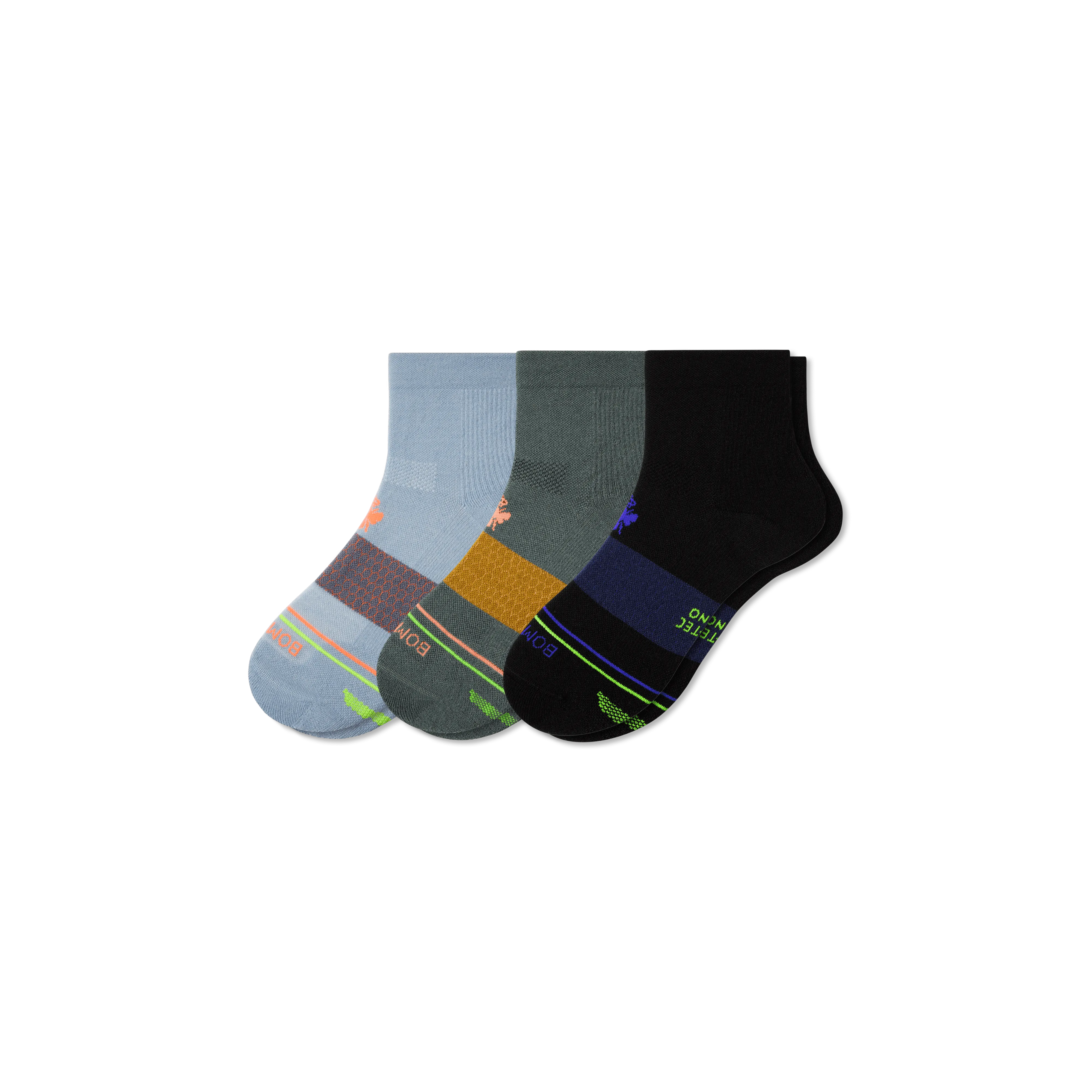 Men's Merino Wool Blend Athletic Quarter Sock 3-Pack