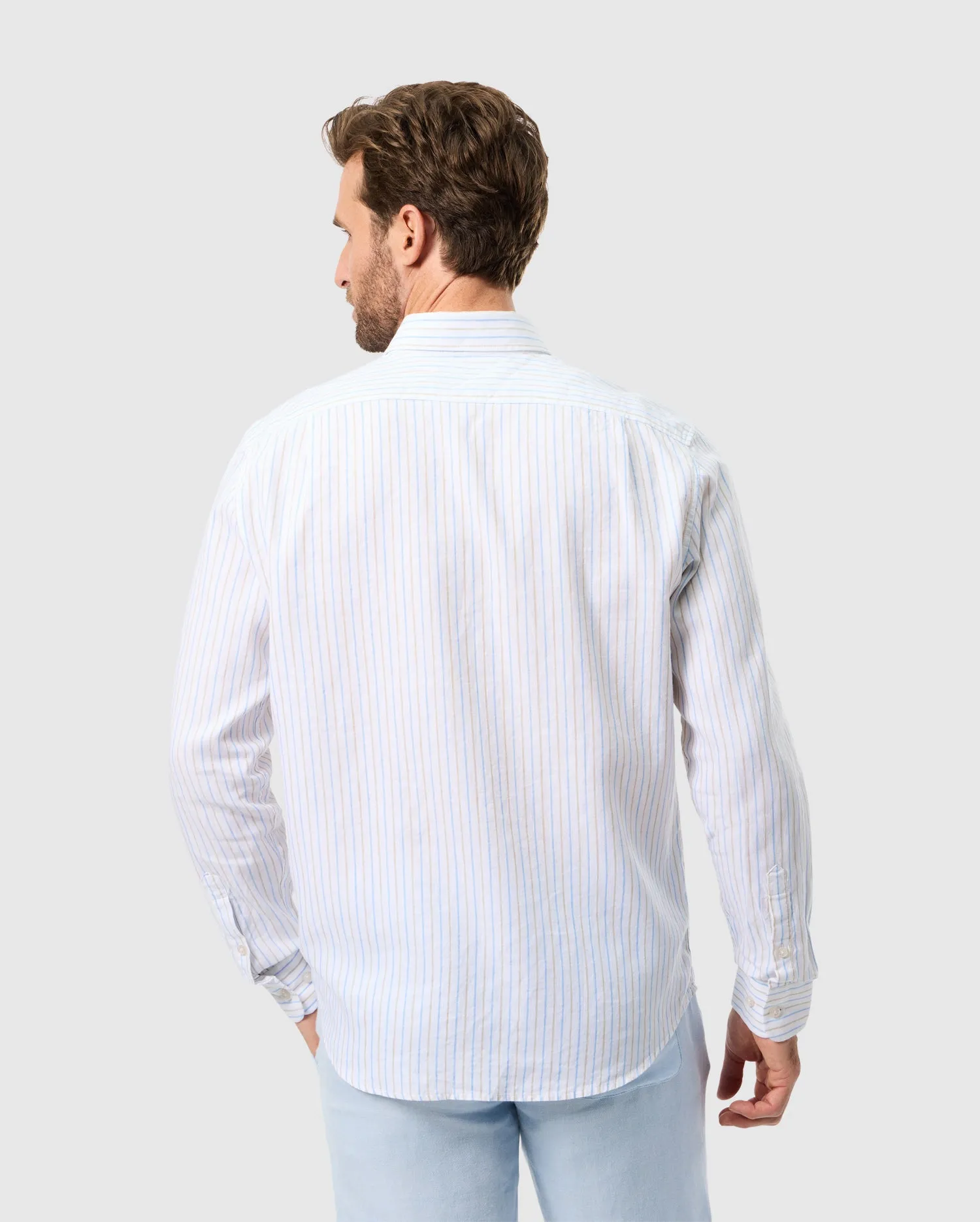 MENS WEST LINEN LONG SLEEVE SHIRT - B6C587C200