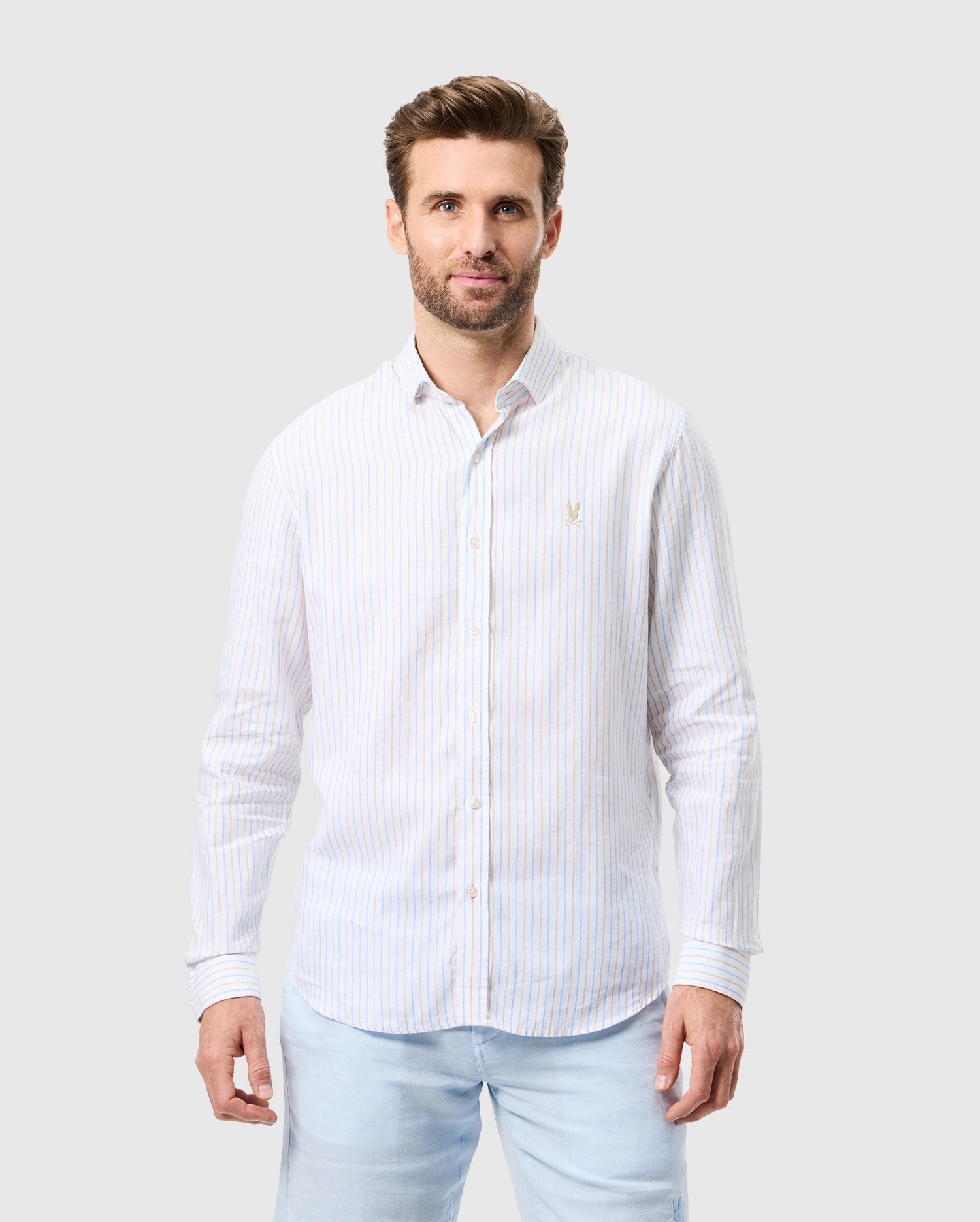 MENS WEST LINEN LONG SLEEVE SHIRT - B6C587C200