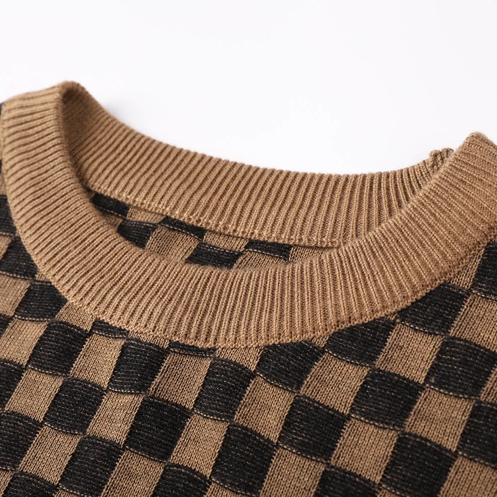 Men's Winter Beige Color O-Neck Flat Knitted Standard Wool Pullover