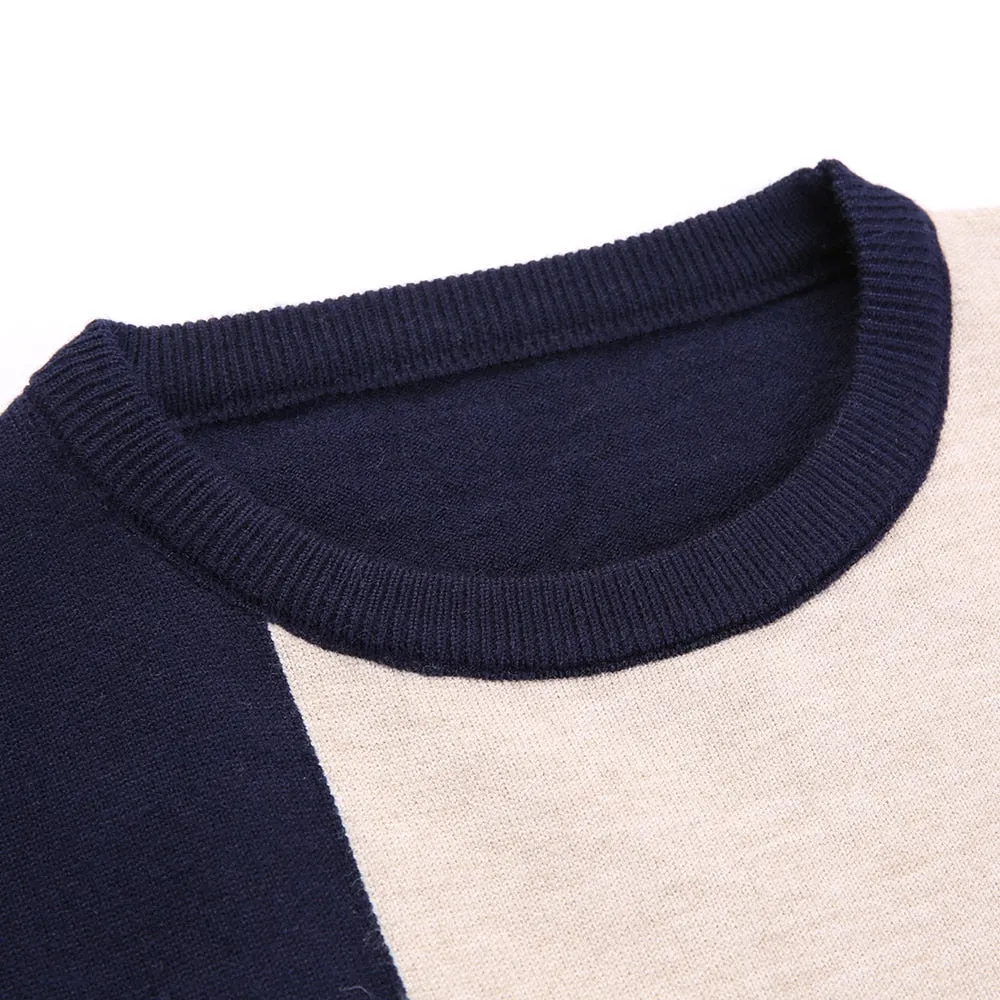 Men's Winter Flat Knitted O-Neck Standard Wool Long Sleeve Pullover