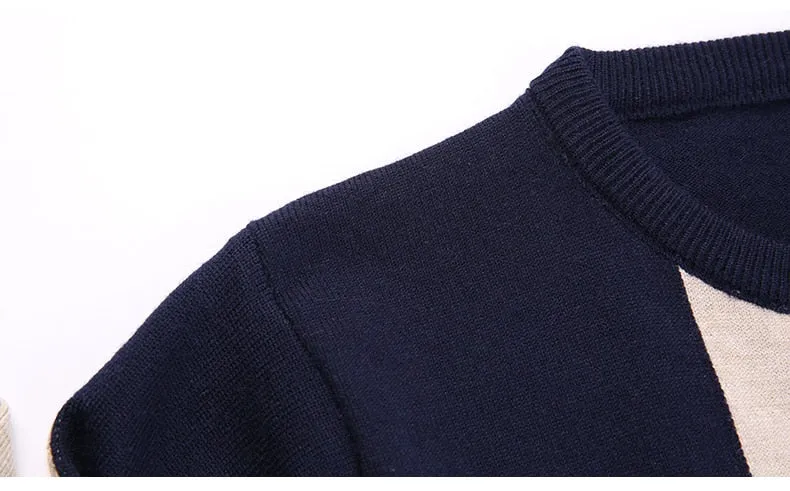 Men's Winter Flat Knitted O-Neck Standard Wool Long Sleeve Pullover