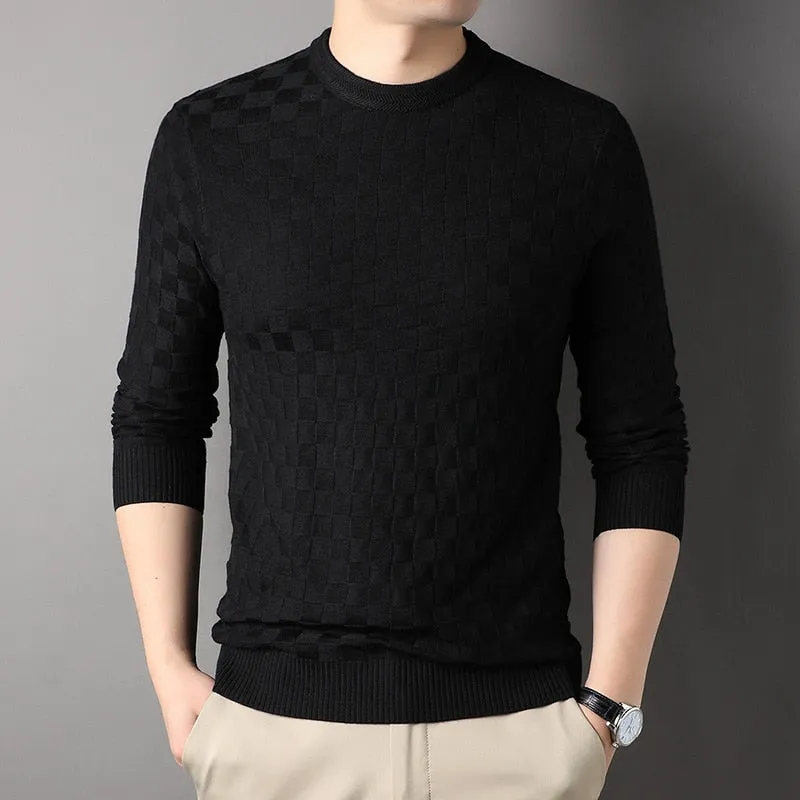 Men's Winter O-Neck Standard Wool Flat Knitted Sweatshirt Pullover