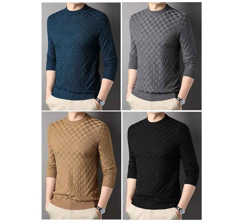 Men's Winter O-Neck Standard Wool Flat Knitted Sweatshirt Pullover