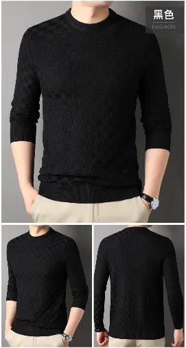 Men's Winter O-Neck Standard Wool Flat Knitted Sweatshirt Pullover