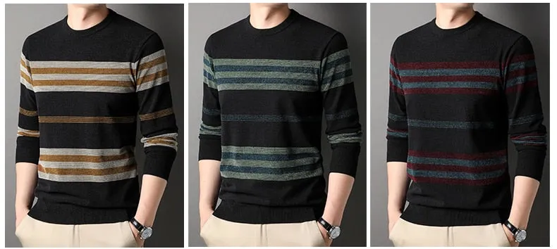 Men's Winter Standard Wool Cashmere O-Neck Flat Knitted Pullover