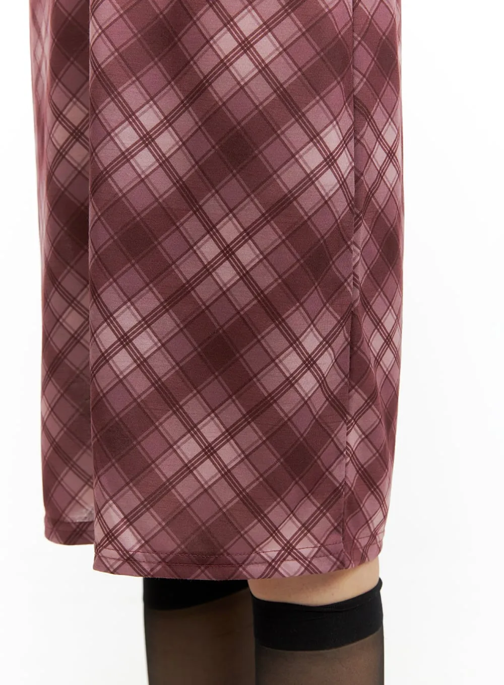 Middle Waist Checkered Midi Skirt CM413