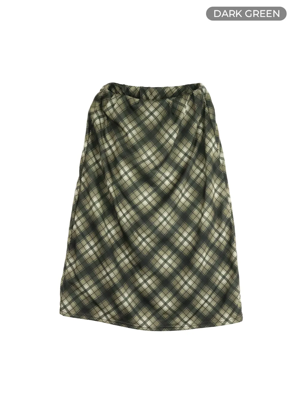 Middle Waist Checkered Midi Skirt CM413