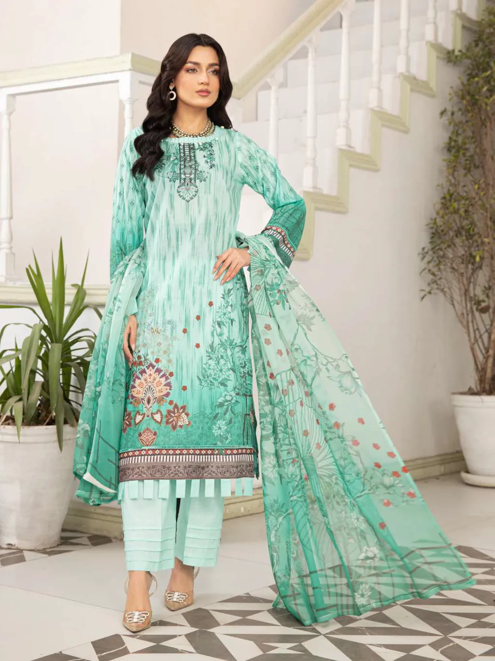 Mishkal by Al-Kareem Fabrics Printed Lawn Unstitched 3Pc Suit D-07