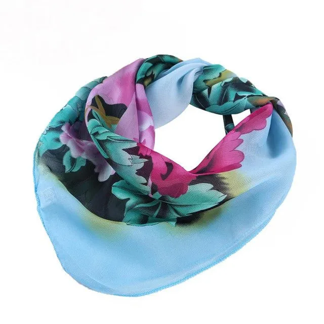 New Fashion Women Printing Square Scarf Head Wrap Kerchief Neck Shawl bufandas mujer 4 Colors SM6