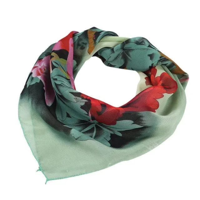 New Fashion Women Printing Square Scarf Head Wrap Kerchief Neck Shawl bufandas mujer 4 Colors SM6