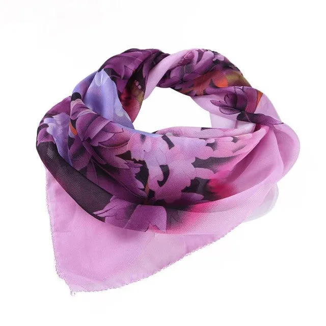 New Fashion Women Printing Square Scarf Head Wrap Kerchief Neck Shawl bufandas mujer 4 Colors SM6