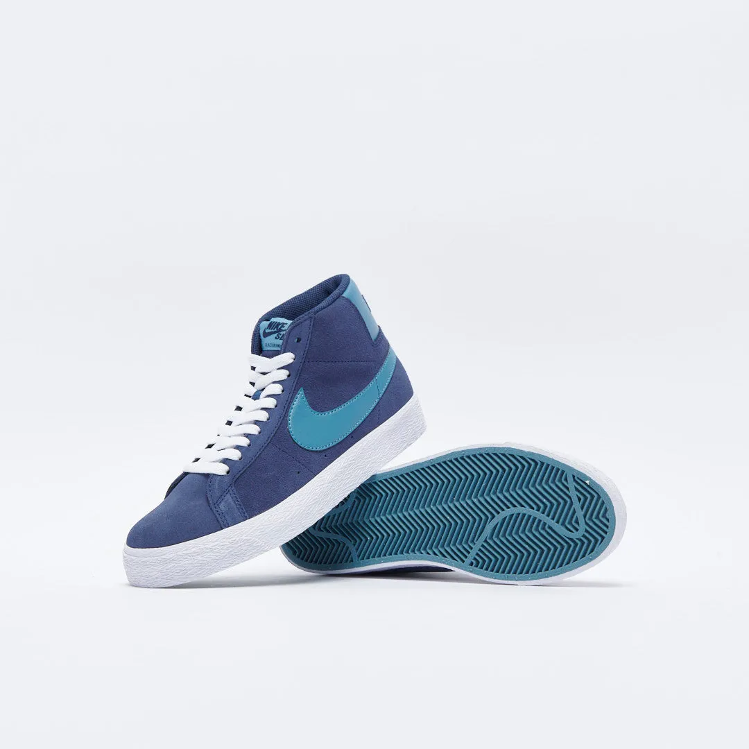 Nike SB - Zoom Blazer Mid  (Midnight Navy/Noise Aqua)