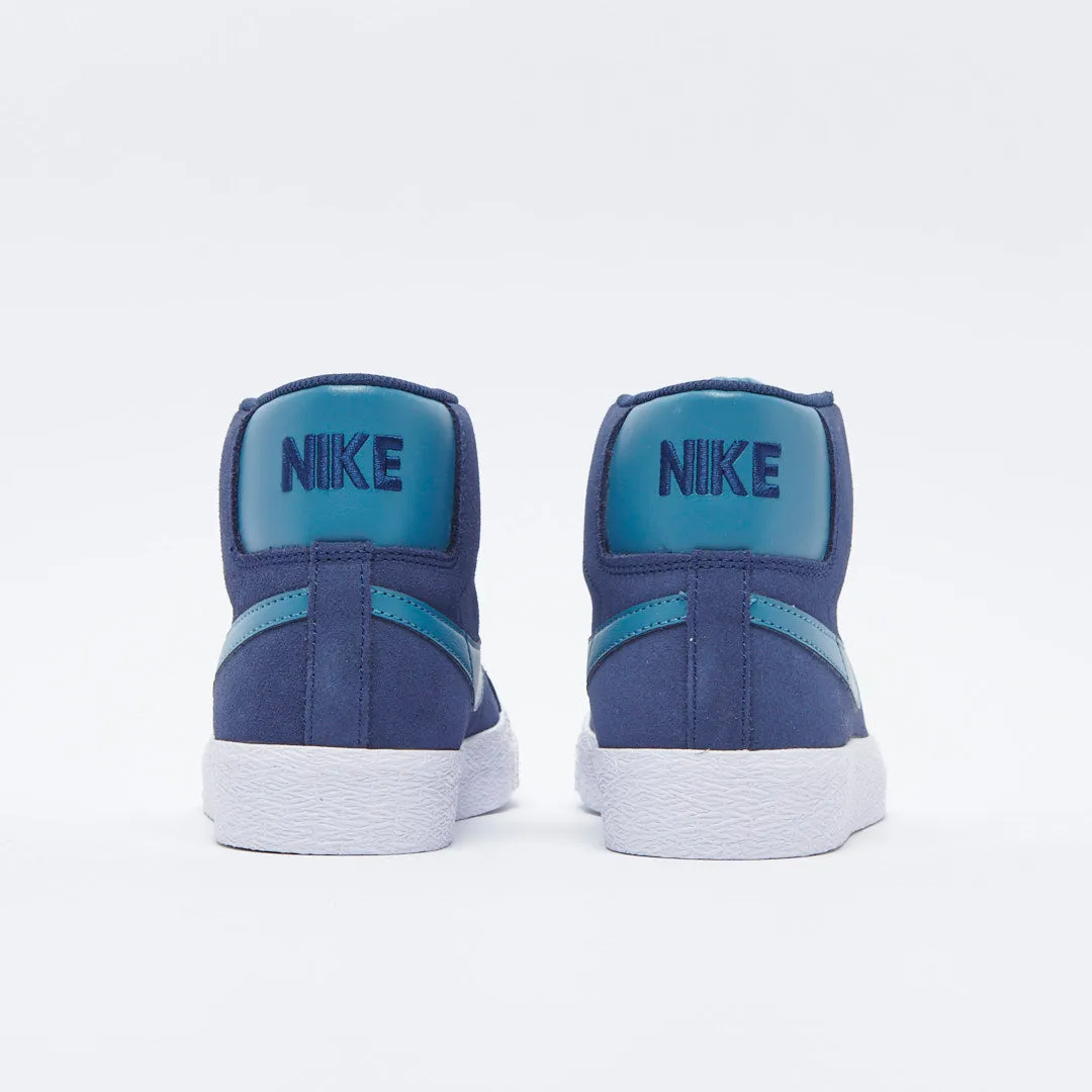 Nike SB - Zoom Blazer Mid  (Midnight Navy/Noise Aqua)