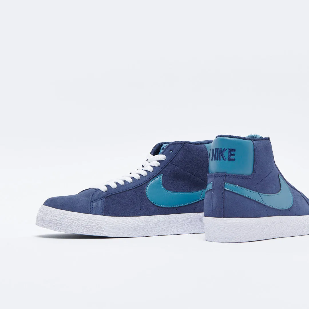 Nike SB - Zoom Blazer Mid  (Midnight Navy/Noise Aqua)