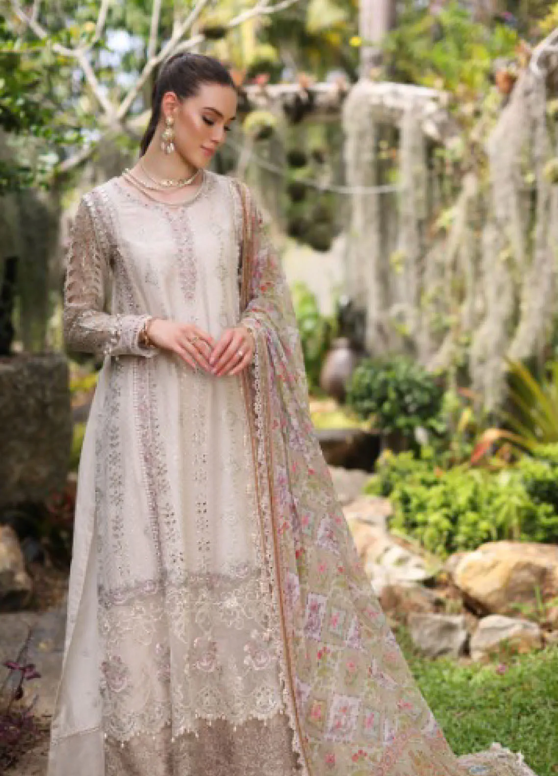 Noor By Saadia Asad Luxury Chikankari Lawn 3 Piece Unstitched Suit NBSA24LCL D-3B