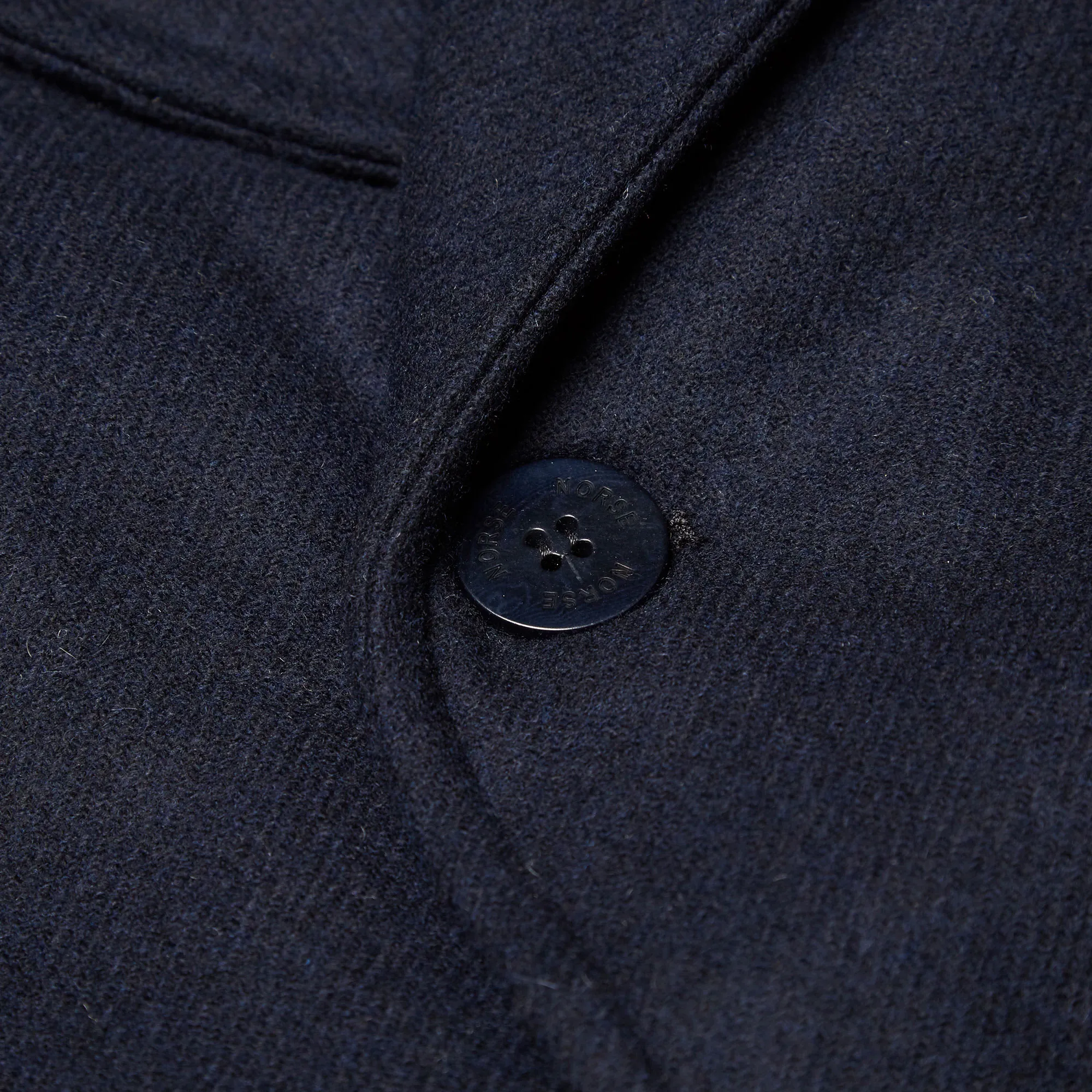 Norse Projects Birk Wool Pea CoatDark Navy