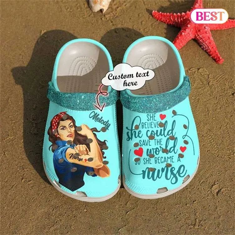 Nurse Crocs Nurse Personalized She Believed Could Crocs Clog Shoes – 90sfootwear