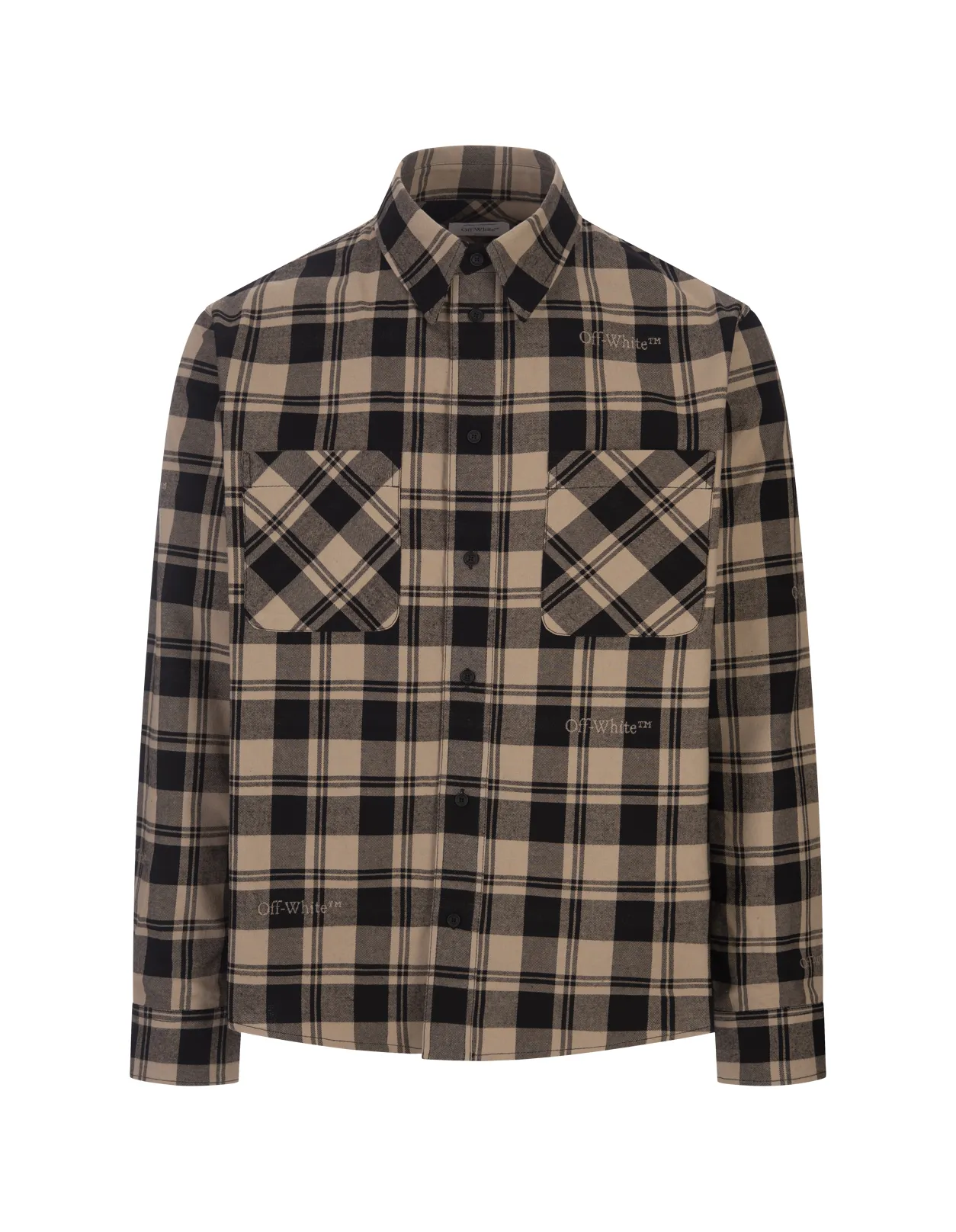 OFF-WHITE Beige Check Cotton Shirt